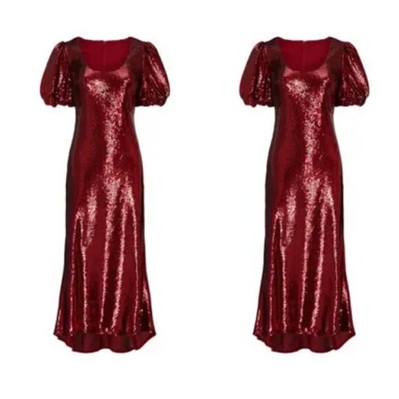 Keepsake Dress NWT Farewell Sequin Red Puff Sleeve Dress new 4 - Picture 2 of 13